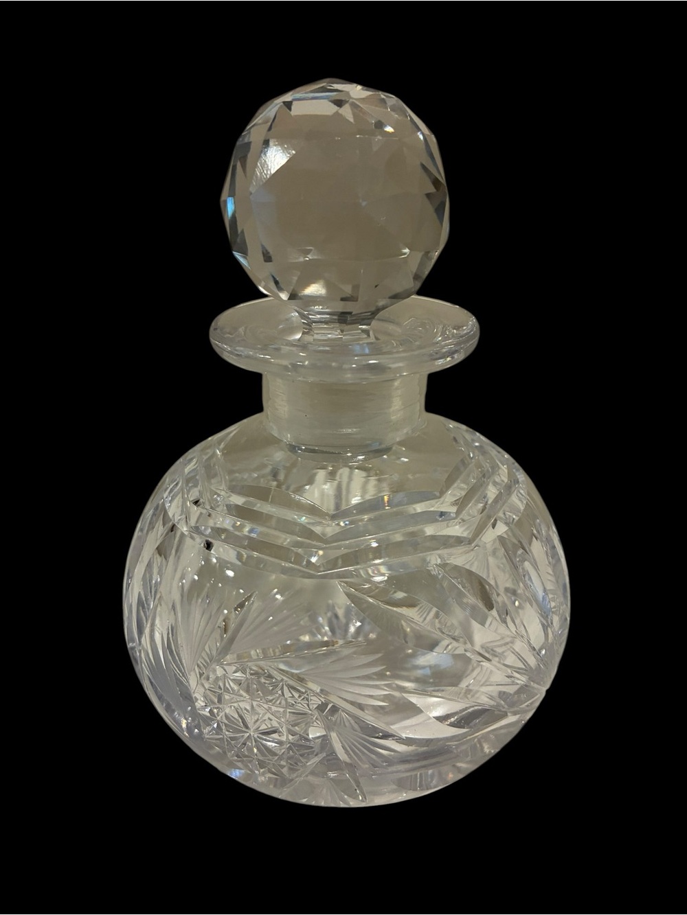 American Brilliant Period Clear Cut Crystal Glass Perfume Bottle